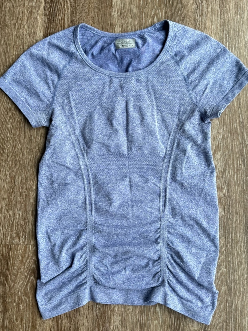 Athleta Heathered Light Blue Short Sleeve Performance Tee